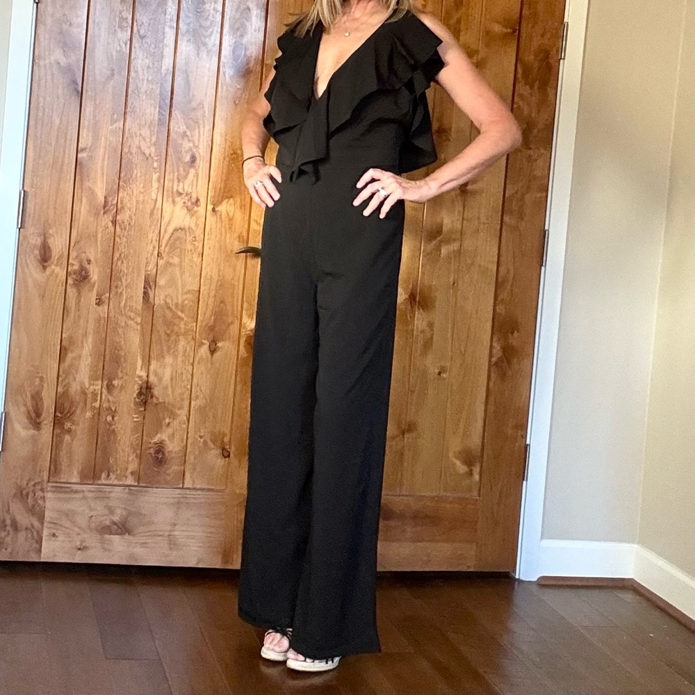 Elegant Black Ruffled Jumpsuit